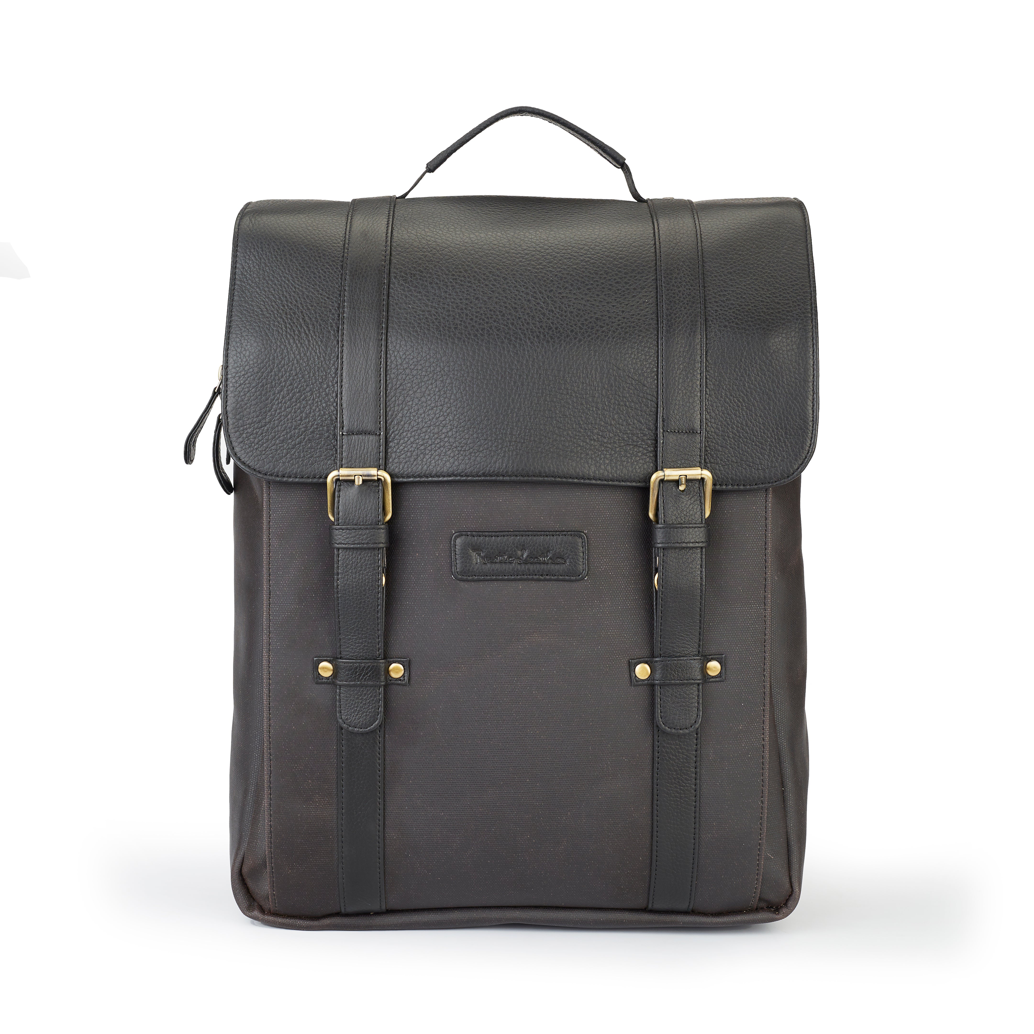 RUSTIC LEATHER BROOK CANVAS LEATHER BACKPACK