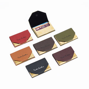 Metallic Leather Cover Card Holder