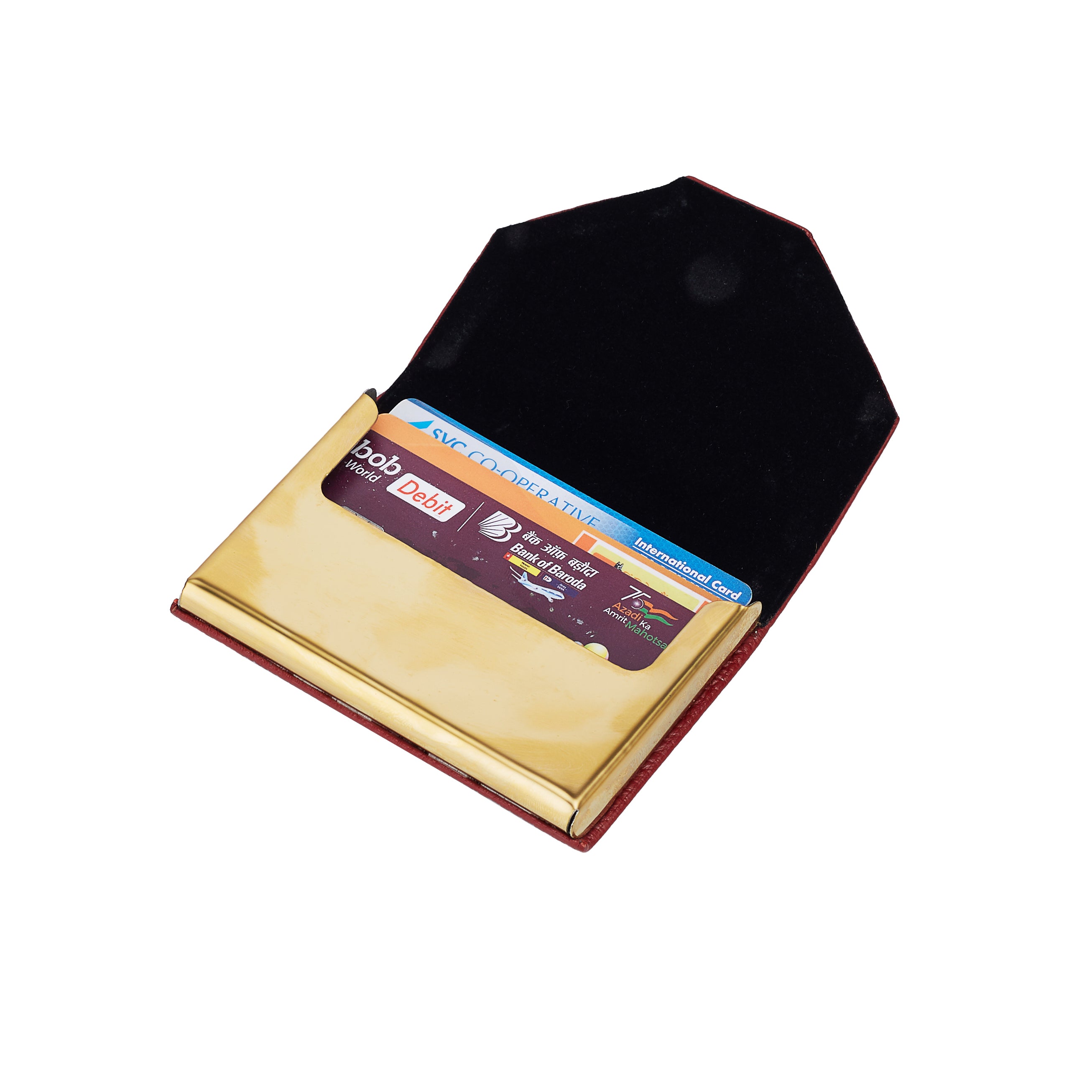 Metallic Leather Cover Card Holder