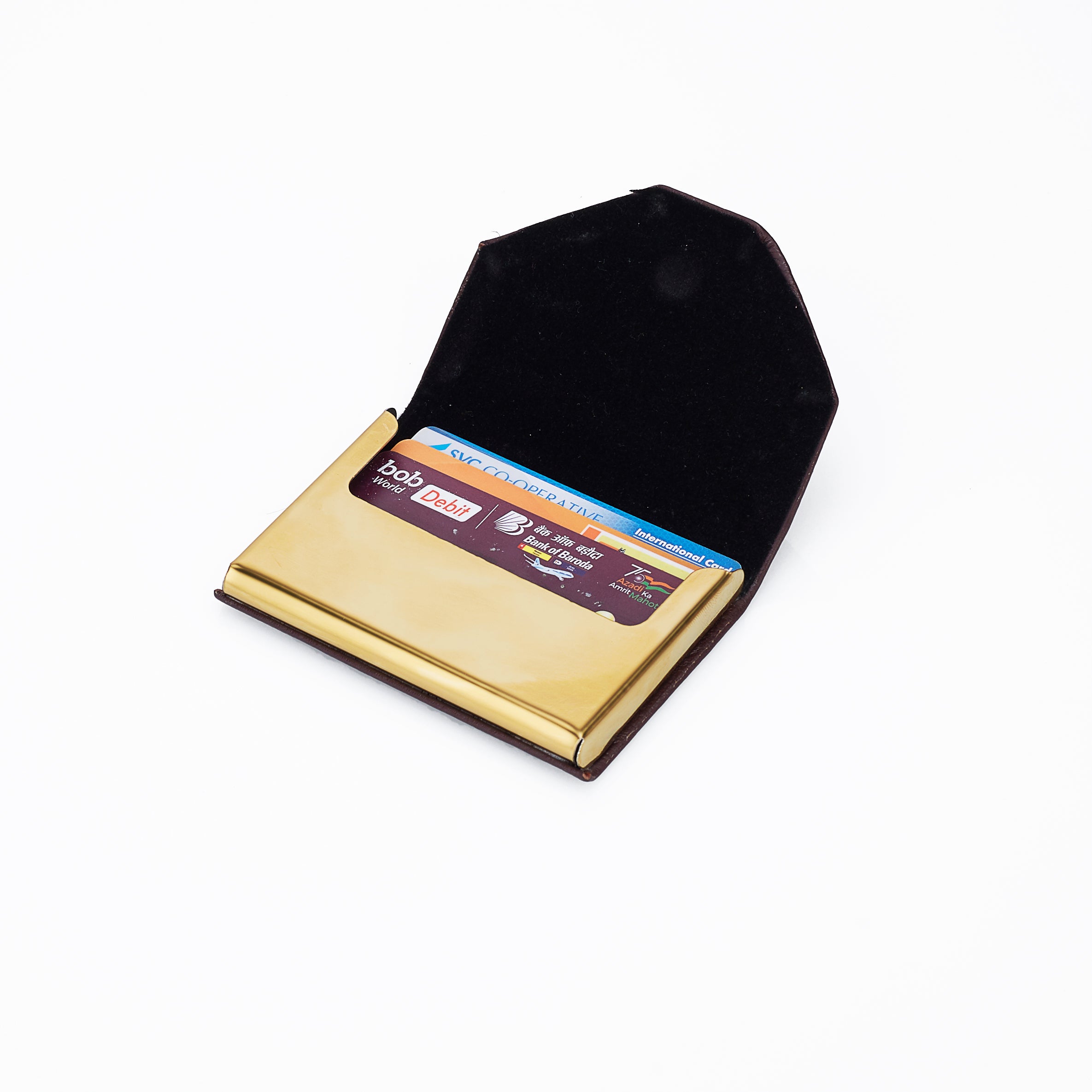 Metallic Leather Cover Card Holder