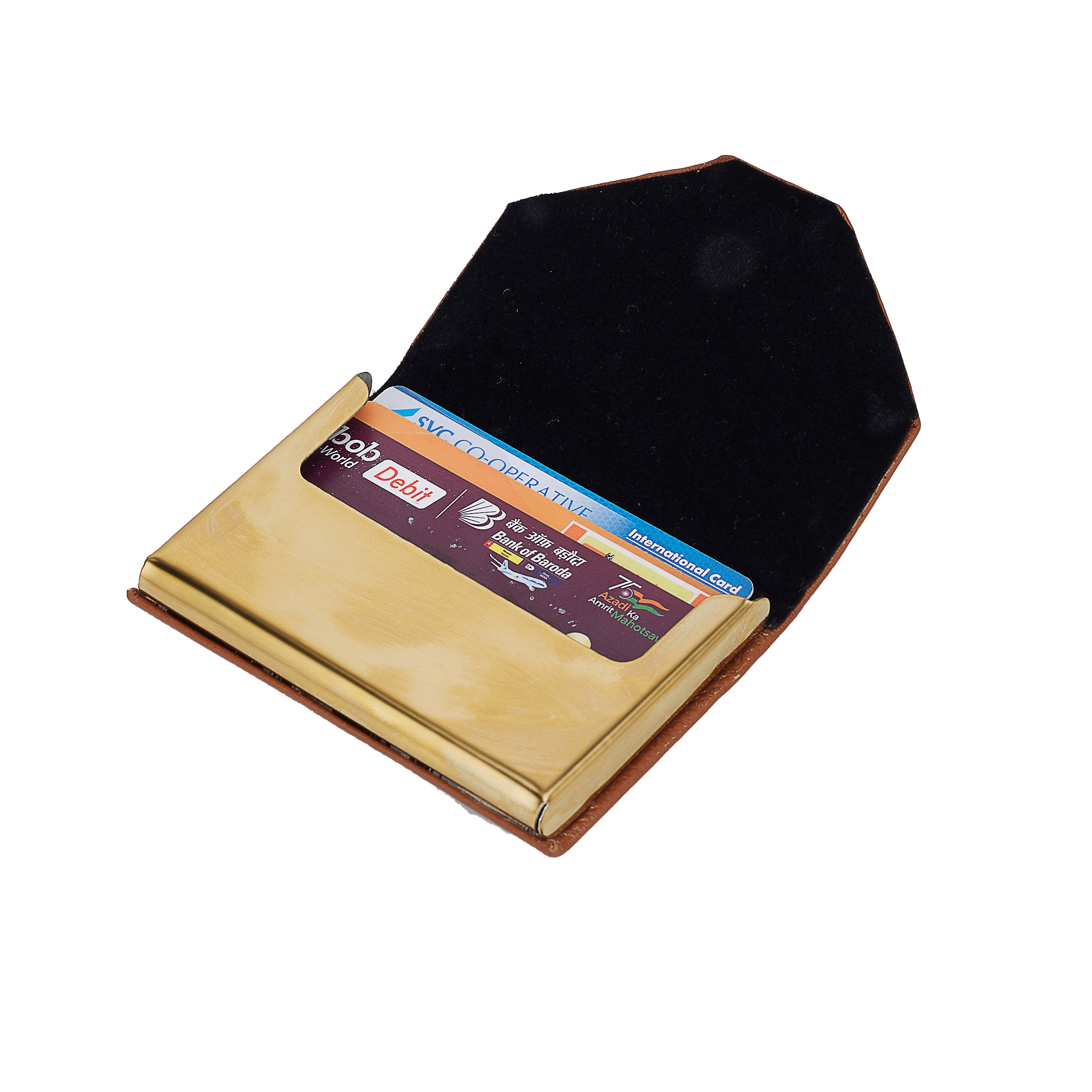 Metallic Leather Cover Card Holder