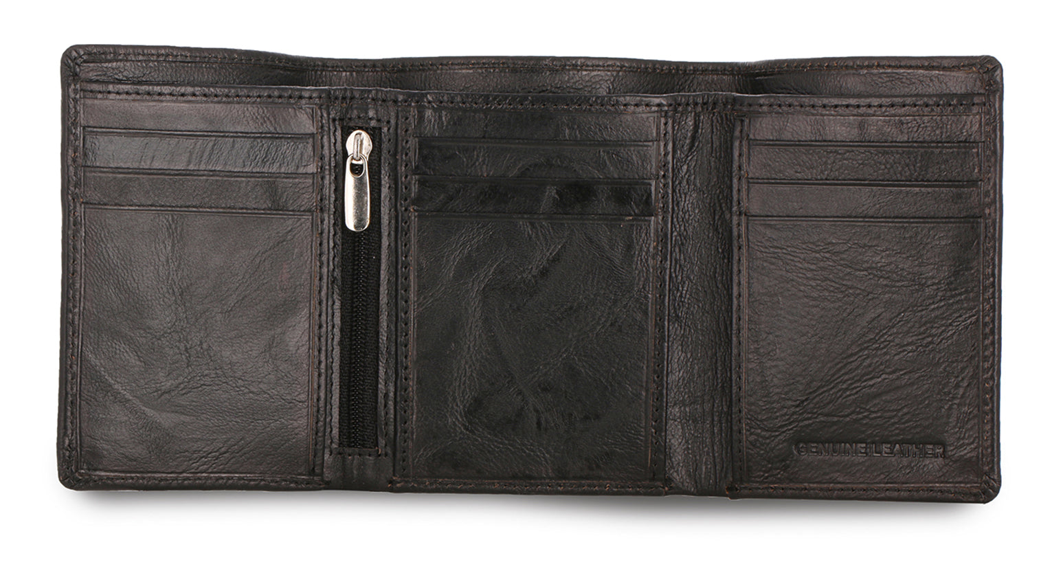 Creased Leather Tri Fold Mens Wallet