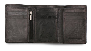 Creased Leather Tri Fold Mens Wallet