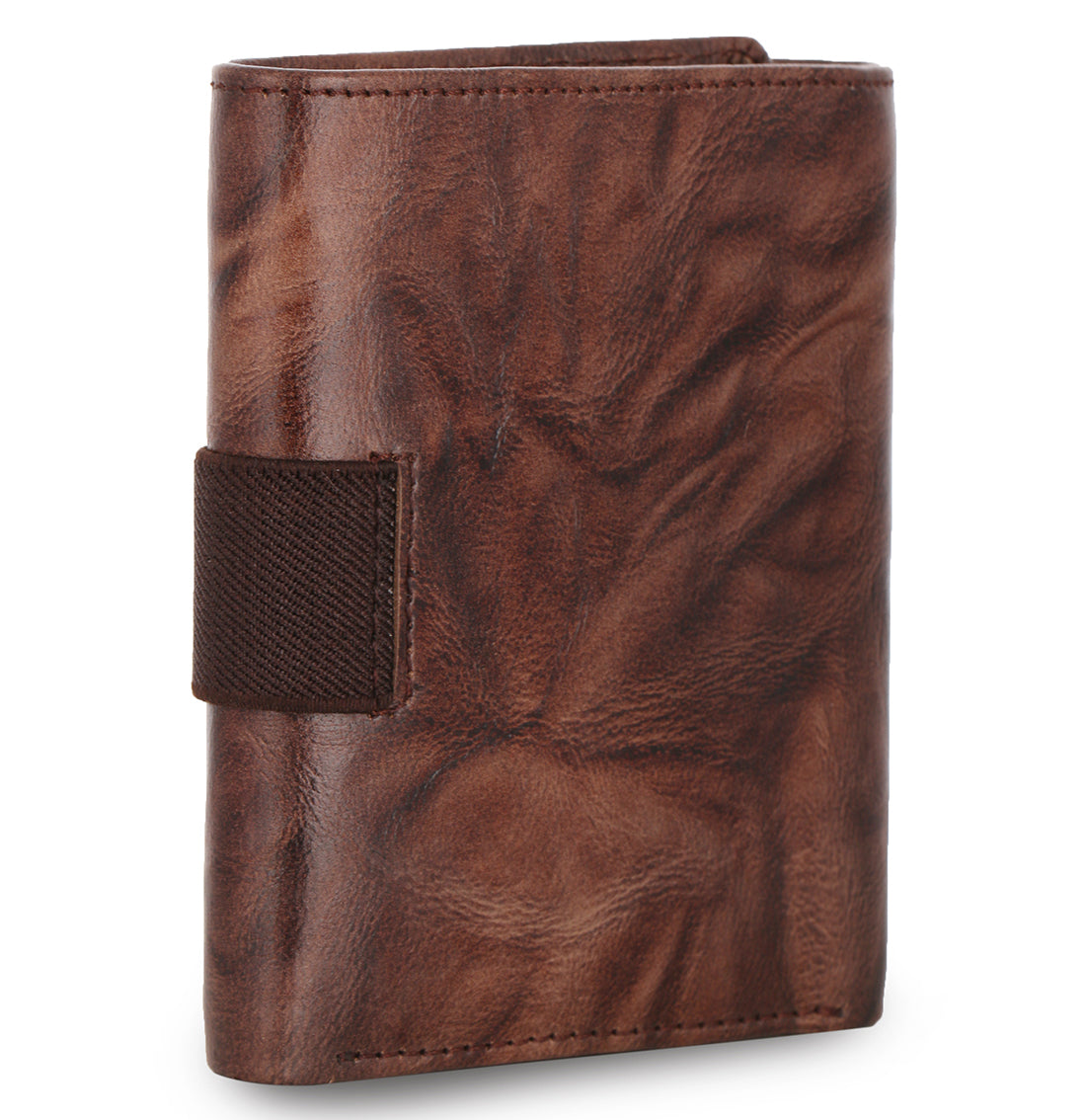 Creased Leather Tri Fold Mens Wallet