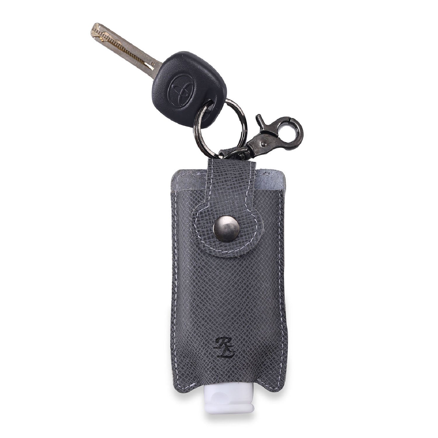 Walletsnbags RL Hand Sanitizer Holder Leather Keychain with 50ml Sanitizer Bottle - WALLETSNBAGS