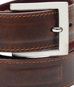 Load image into Gallery viewer, RL Brown Oilpullup Designer Stitched And Ribbed Belt - [walletsnbags_name]
