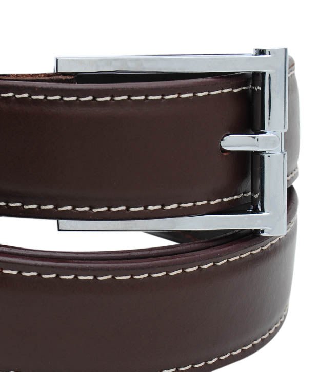 Novapull ribbed & stitched Leather Mens belt - WALLETSNBAGS