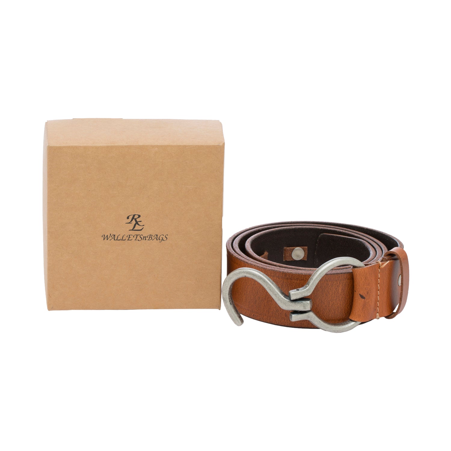 RL S Buckle Leather Mens Belt - WALLETSNBAGS