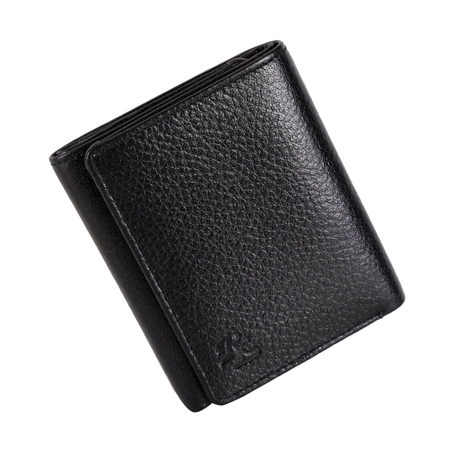 Basic Buttoned Leather Tri Fold Wallet - WALLETSNBAGS