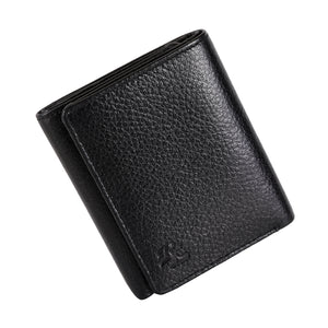 Basic Buttoned Leather Tri Fold Wallet - WALLETSNBAGS