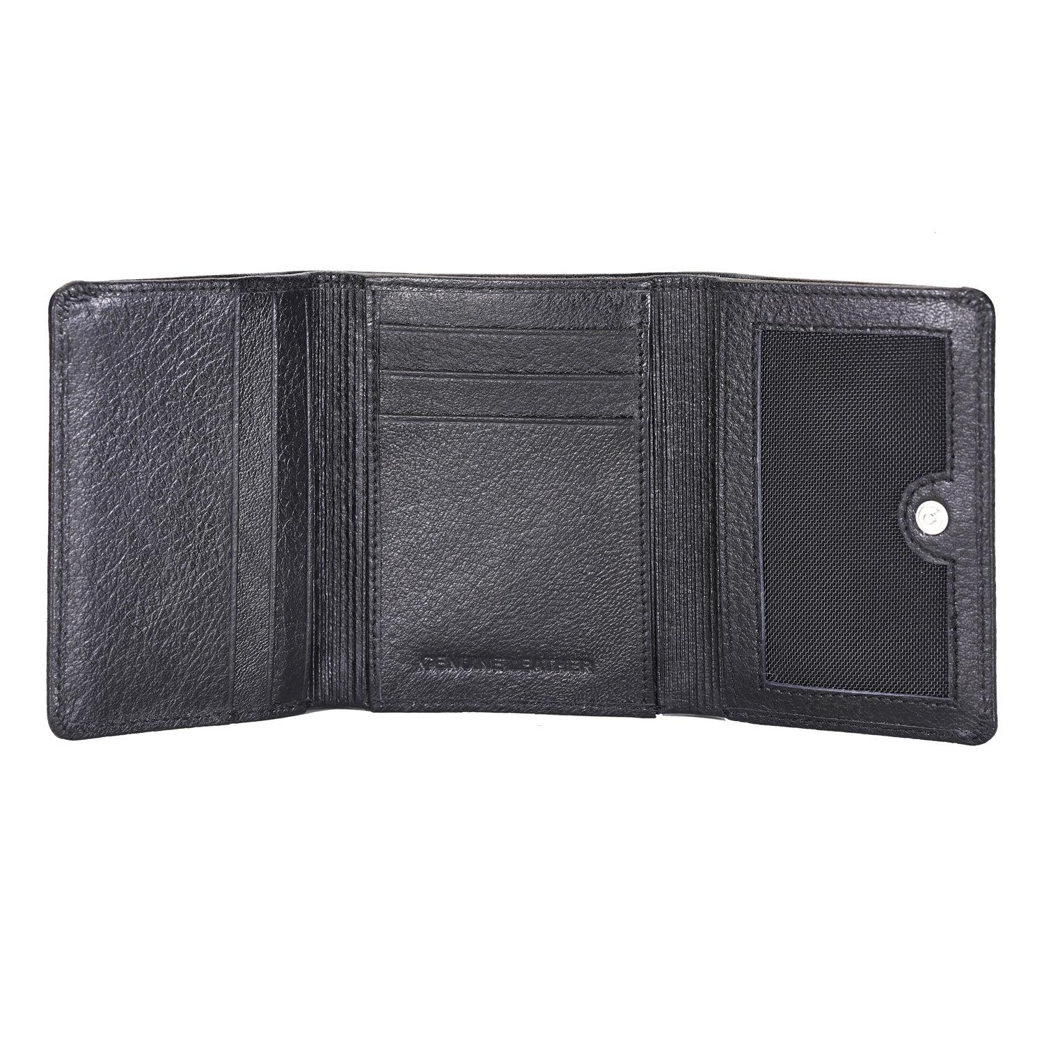 Basic Buttoned Leather Tri Fold Wallet - WALLETSNBAGS