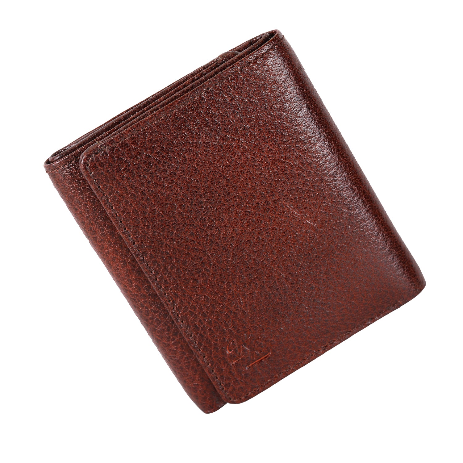 Basic Buttoned Leather Tri Fold Wallet - WALLETSNBAGS