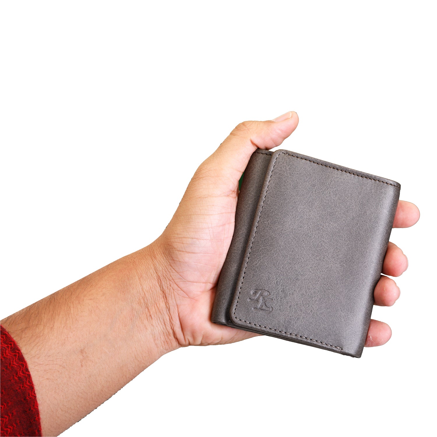 Basic Buttoned Leather Tri Fold Wallet - WALLETSNBAGS