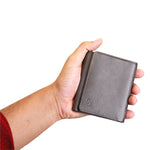 Load image into Gallery viewer, Basic Buttoned Leather Tri Fold Wallet - WALLETSNBAGS
