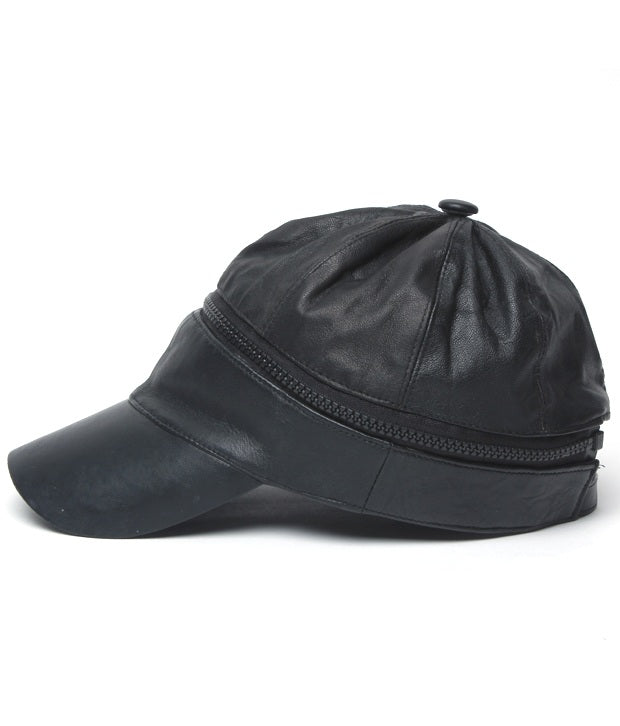 RL Leather Zipper Cap - [walletsnbags_name]