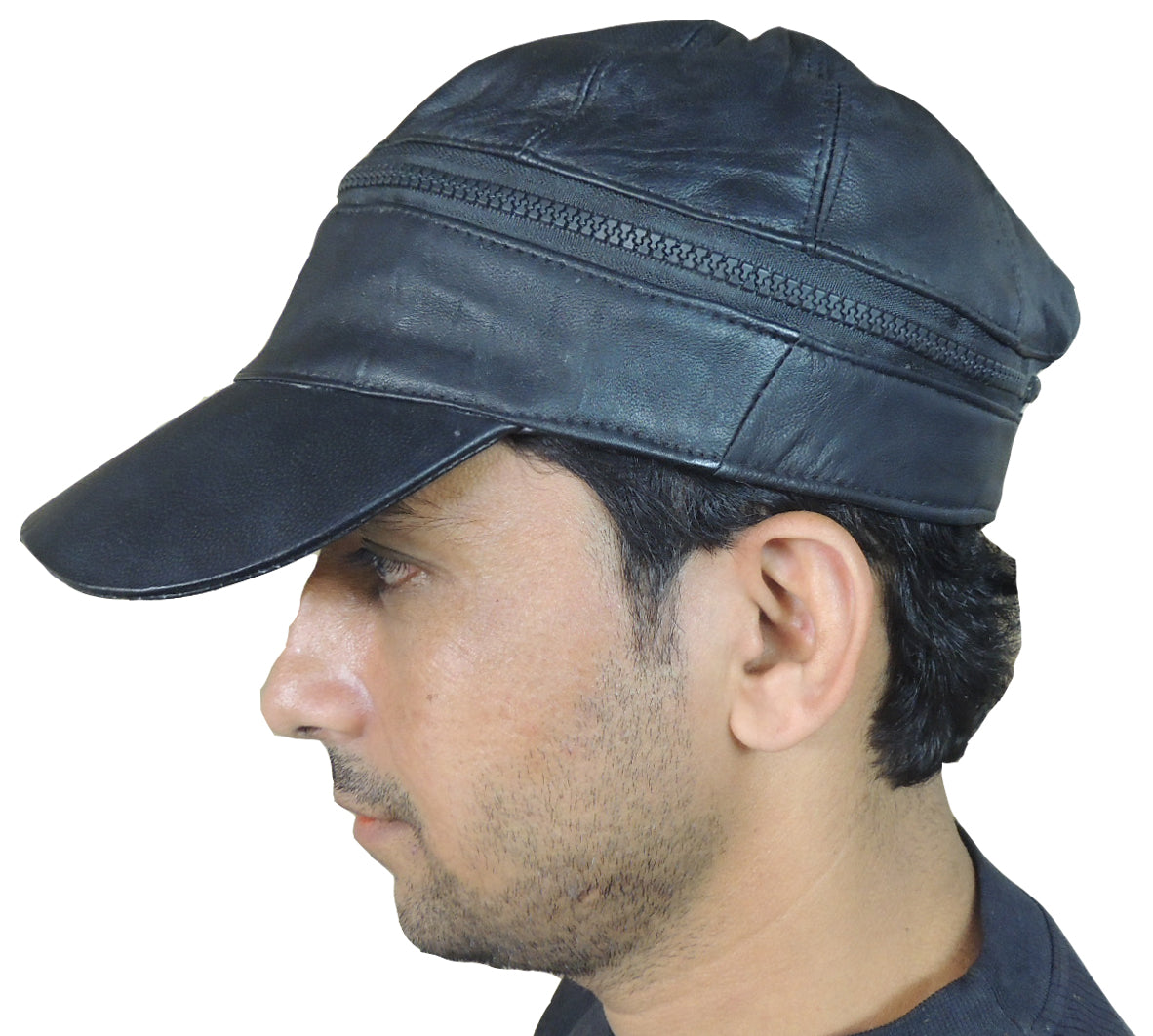 RL Leather Zipper Cap - [walletsnbags_name]