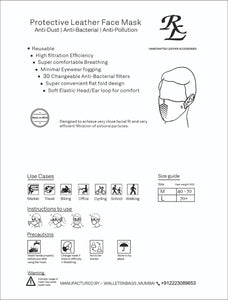 RL 81 Floater Leather Face Mask for anti pollution/anti dust /Biker outdoor With Changeable anti bacterial Filters - Qty 1 pc - [walletsnbags_name]