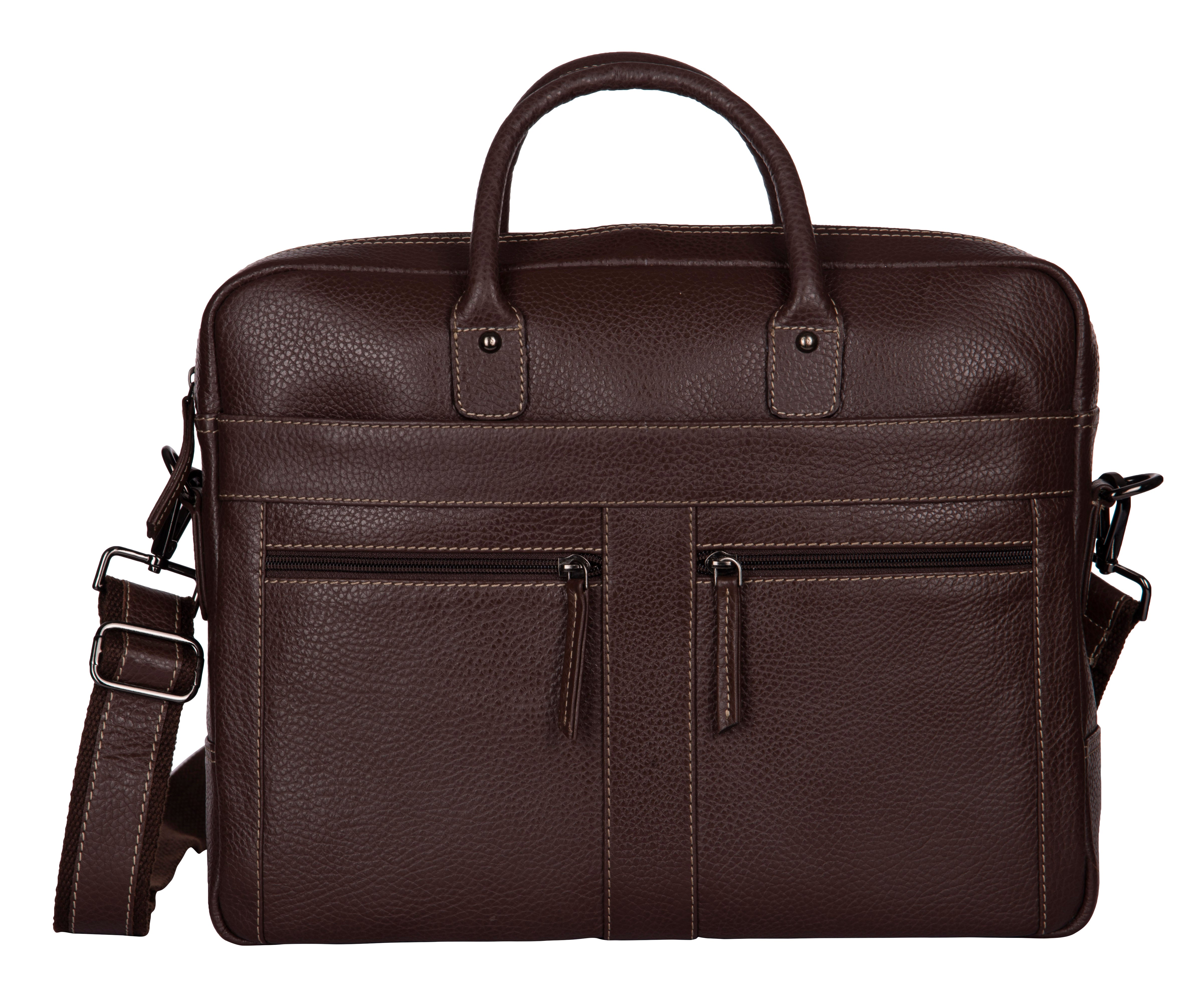 RL Oliver Mens Leather Business Briefcase Messenger - WALLETSNBAGS